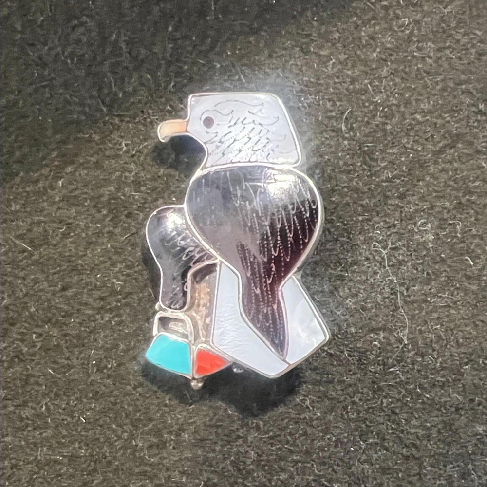 Zuni Turquoise Coral Inlay Eagle